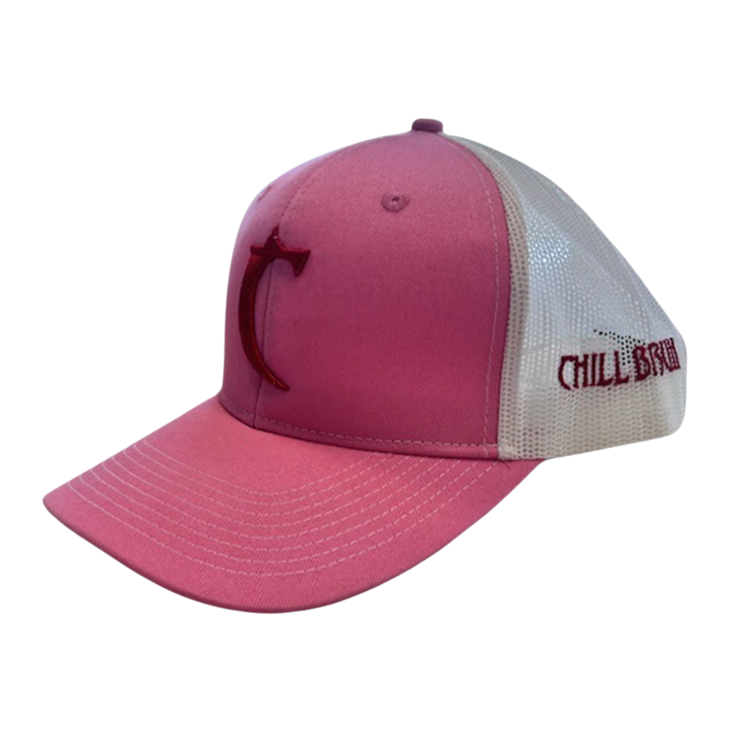 Chillbruh™ Pink & White Hat with Puff Logo