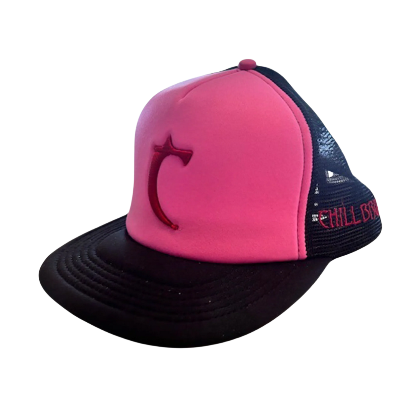 Chillbruh™ Pink & Black Hat with Puff Logo